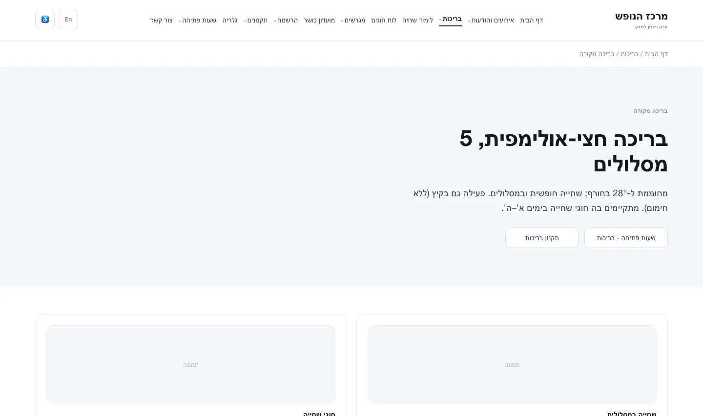 wireframe: בריכה מקורה